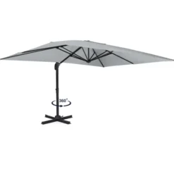 Parasol déporté 3x4 m rotatif 360 coloris gris clair