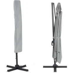 Parasol déporté 3x4 m rotatif 360 coloris gris clair