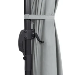 Parasol déporté 3x4 m rotatif 360 coloris gris clair