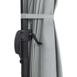 Parasol déporté 3x4 m rotatif 360 gris clair avec 4 dalles