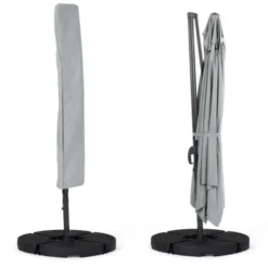 Parasol déporté 3x4 m rotatif 360 gris clair avec 4 dalles