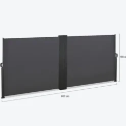 Paravent double rétractable 180 x 800 cm gris anthracite