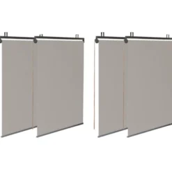Pergola acier lames orientables 3x4m avec 4 stores taupe