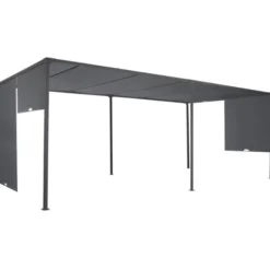 Pergola avec rideaux coulissants gris anthracite 3x6m