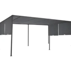 Pergola avec rideaux coulissants gris anthracite 3x6m