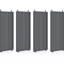 Pergola bioclimatique lames orientables acier 3x4 M avec persiennes verticales gris anthracite