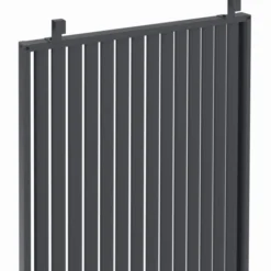 Pergola bioclimatique lames orientables acier 3x4 M avec persiennes verticales gris anthracite