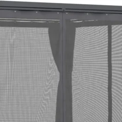 Pergola bioclimatique lames orientables acier 3x4 M rideaux et moustiquaire gris anthracite