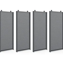 Pergola bioclimatique lames orientables acier 3x4 M avec persiennes horizontales gris anthracite