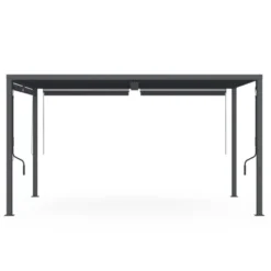 Pergola bioclimatique 3x4M lames orientables et stores gris anthracite