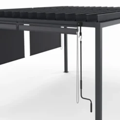 Pergola bioclimatique 3x4M lames orientables et stores gris anthracite