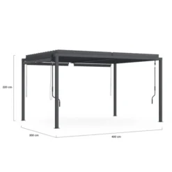 Pergola bioclimatique 3x4M lames orientables et stores gris anthracite