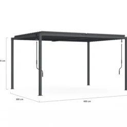 Pergola bioclimatique 3x4 M lames orientables acier gris anthracite