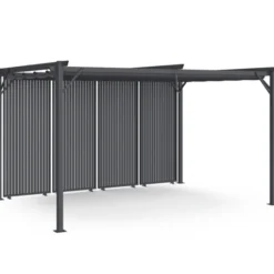 Pergola édition collector persiennes verticales toit rétractable 3x4 M 4 pans modulables gris anthracite