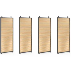 Pergola édition collector persiennes horizontales effet bois et toit rétractable 3x4M 4 pans modulables gris anthracite