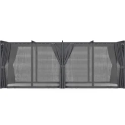 Pergola édition intégrale moustiquaire toit rétractable 3x6 M et 6 rideaux gris