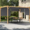 Pergola effet bois 3x4 M toit rétractable et 4 stores gris anthracite