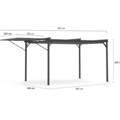 Pergola gris anthracite 3x4M avec auvent et toit réglable