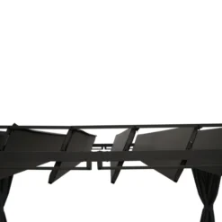 Pergola lames orientables avec 4 rideaux gris 3x4 M