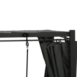 Pergola lames orientables avec 4 rideaux gris 3x4 M