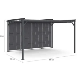 Pergola persienne 3x4 M gris anthracite avec toit rétractable et 4 pans modulables