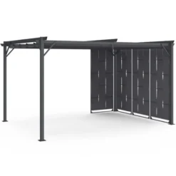 Pergola persienne 3x4 M gris anthracite avec toit rétractable et 4 pans modulables