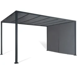 Pergola toile coulissante en métal gris