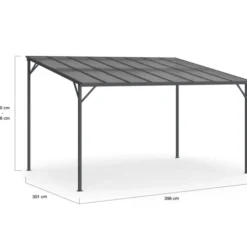 Pergola toit rigide en polycarbonate 3x4 M gris anthracite