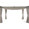 Pergola toit rétractable avec rideaux coloris taupe