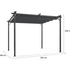 Pergola toit rétractable gris 3x4 M
