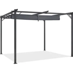 Pergola toit rétractable gris 3x4 M