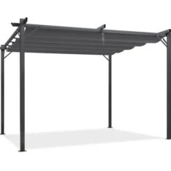Pergola toit rétractable gris 3x4 M