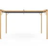 Pergola toit rétractable 4 pieds 3x4 M tonnelle effet bois toile gris anthracite