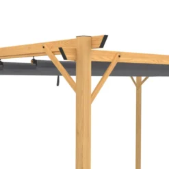Pergola toit rétractable 4 pieds 3x4 M tonnelle effet bois toile gris anthracite