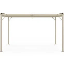Pergola toit rétractable 4 pieds 3x4 M tonnelle structure beige et toile beige