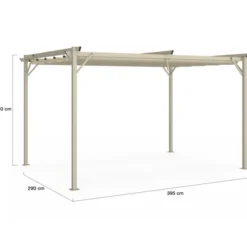 Pergola toit rétractable 4 pieds 3x4 M tonnelle structure beige et toile beige