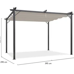 Pergola toit rétractable taupe 3x4 M