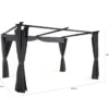 Pergola toit rétractable 3x4m gris avec 4 rideaux