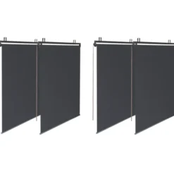 Pergola 3x3 m toit rétractable gris anthracite et stores enrouleurs