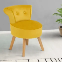 Petit fauteuil crapaud jaune en velours