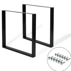 Pieds de table carrés en métal noir design industriel