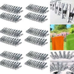 120 pinces à linge inox, pinces incassables, inusables, ne rouillent pas