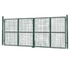 Portail battant grillagé en acier vert 3M15 x 1M50 avec serrure et poignée