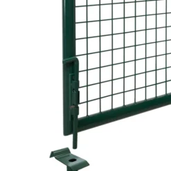 Portail battant grillagé en acier vert 3M15 x 1M50 avec serrure et poignée