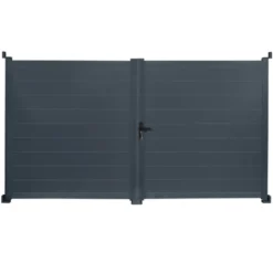 Portail battant 302x160 cm en aluminium gris anthracite