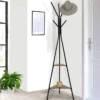 Porte-manteau bois métal design avec plateaux