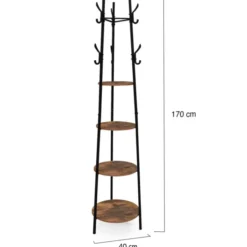 Porte-manteau industriel sur pied avec étagères