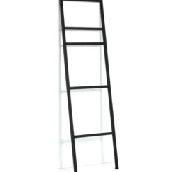 Porte-serviettes échelle pour salle de bain en métal noir