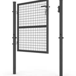 Portillon de jardin 105 x 100 cm en acier avec serrure et poignée gris anthracite