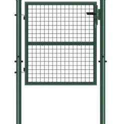 Portillon de jardin 105 x 100 cm en acier avec serrure et poignée vert